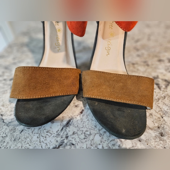 Free Reign Earthtones Open Toe Sandal Heels Size 8 - Picture 6 of 6
